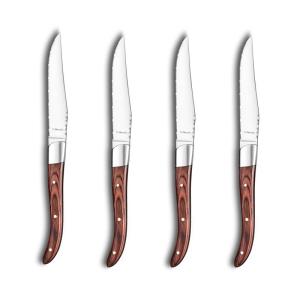 Estuche de 4 cuchillos carne  madera