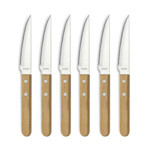Estuche de 6 cuchillos carne  madera