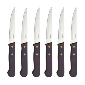 Estuche de 6 cuchillos carne  marrón/rojo