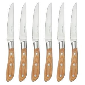 Estuche de 6 cuchillos para carne de madera de pakka Acero…