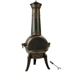 Estufa de leña de hierro fundido con parrilla para terraza…