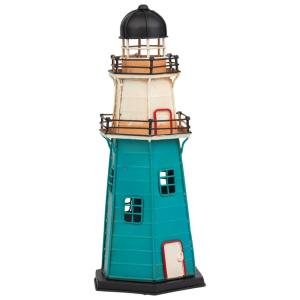Faro hucha de metal azul 13.5x12x30