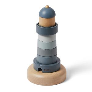 Faro para apilar en madera azul 13x25cm