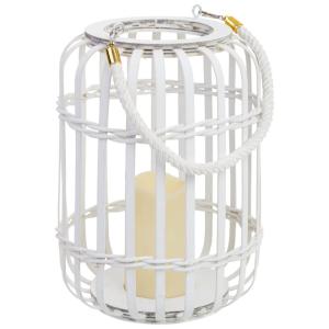 Farol de bambú con vela a pilas blanco D20x28h cm