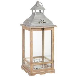 Farol de madera 23.5x23.5x61h cm