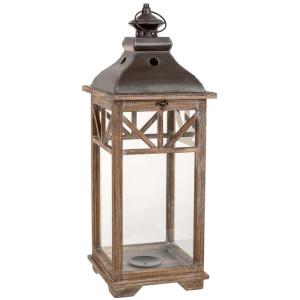 Farol de madera 23x23x62h cm