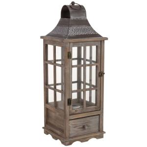 Farol de madera 24x24x68h cm