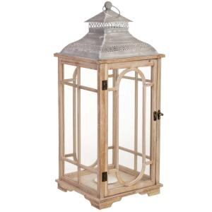 Farol de madera 30x30x73h cm