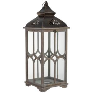 Farol de madera 32x32x82h cm