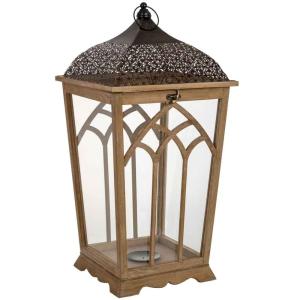 Farol de madera 35x35x72h cm