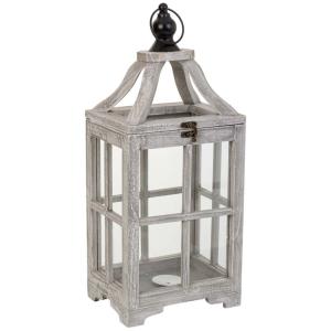 Farol de madera blanco 20.5x15.5x48.5h cm