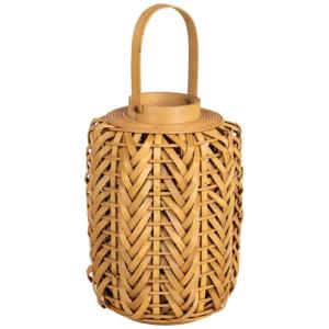 Farol de madera con luz a pilas marrón, D21x31h cm