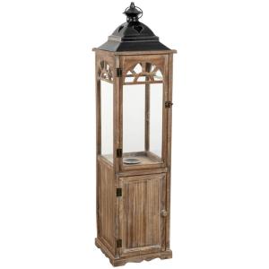 Farol de madera marrón 26x26x102.5h cm