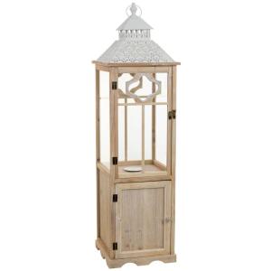 Farol de madera marrón  32.5x32.5x117h cm