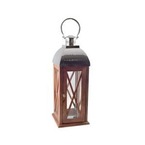 Farol de madera y vidrio pequeño modelo 23x23x67cm