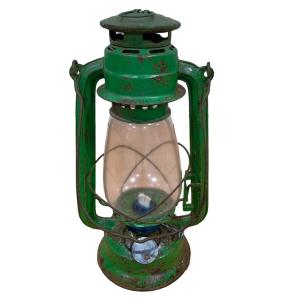 Farol de metal artesanal verde 18x18x32