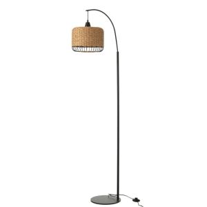 Farol de metal y fibra beige 56x27x168 cm