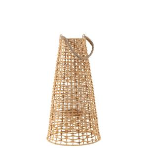 Farol de mimbre beige 30x30x55 cm