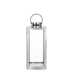 Farol decorativo de vidrio y acero dorado cepillado H39