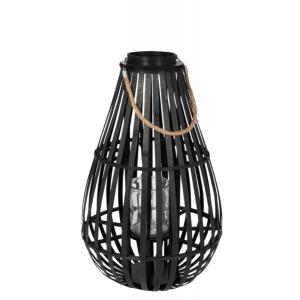 Farol forma de gota bambú negro Alt. 70 cm