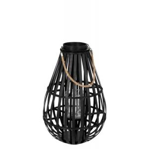 Farol forma de gota bambú negro Alt. 90 cm
