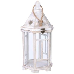 Farol portavelas de madera 22x22x51h cm