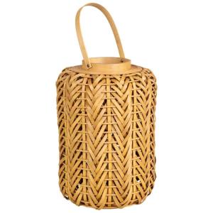 Farol portavelas de madera con luz a pilas marrón, d28x40h…