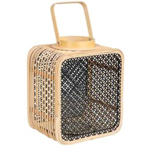 Farol portavelas de ratán y metal con cristal 24,5x19x28/31…