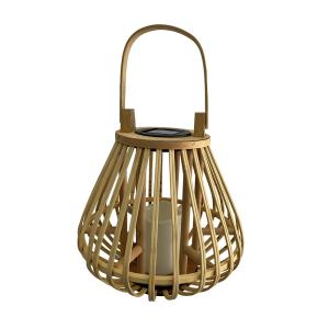 Farol solar decorativo madera clara h47cm