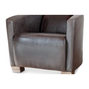 Fauteuil en cuir brun foncé