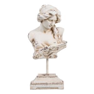 Figura busto de mujer de resina beige de 27x18x60 cm