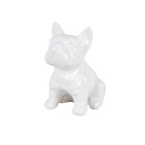 Figura de bulldog de dolomita blanca Alt. 15