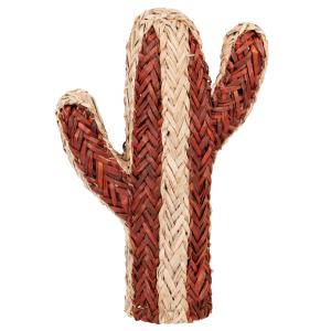 Figura de cactus de fibra vegetal beige y terracota Alt. 33