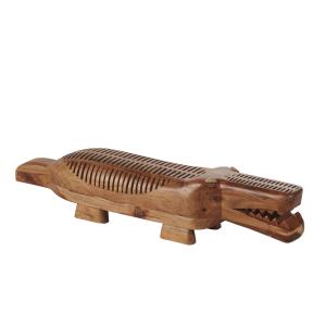 Figura de cocodrilo de madera de acacia tallada Alt. 21