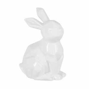 Figura de conejo de origami de porcelana blanca Alt. 15