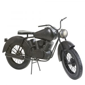 Figura de motocicleta de metal negro con efecto envejecido…