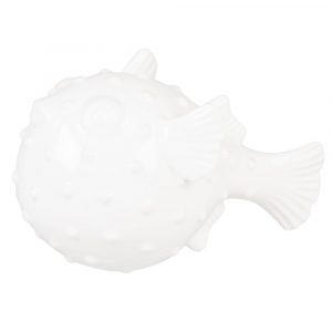 Figura de pez globo de dolomita color blanco Alt. 12