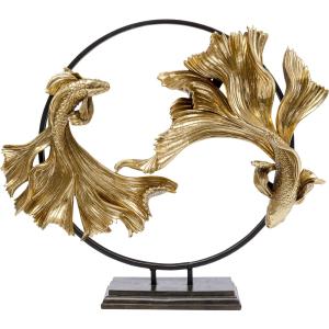 Figura de pez luchador de acero y poliresina bañada en oro…