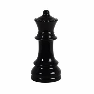 Figura de reina de ajedrez de loza negra Alt 22 cm