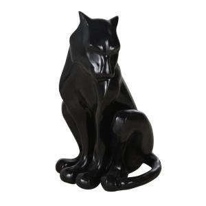 Figura de tigre de magnesita reciclada negra Alt. 80