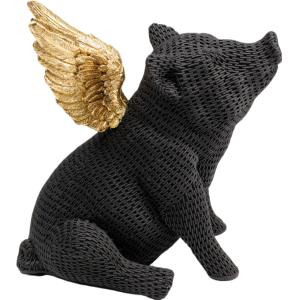 Figura deco angel pig negro y oro de poliresina cada pieza…