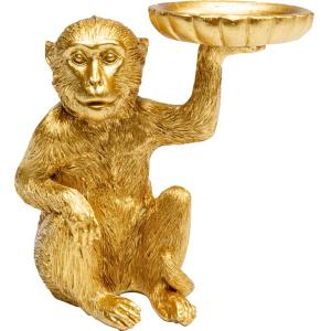 Figura deco mono portavelas de poliresina dorado hecho a ma…