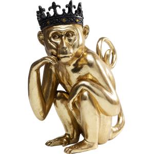 Figura deco mono rey dorado de poliresina 35cm