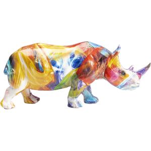 Figura deco rinoceronte multicolor de poliresina 17cm