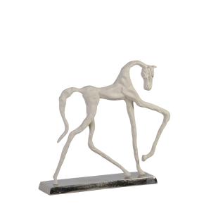 Figura decorativa caballo abstracto aluminio blanco  an. 57…
