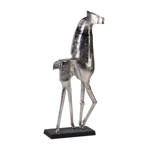 Figura decorativa caballo aluminio plateado anch. 115 cm