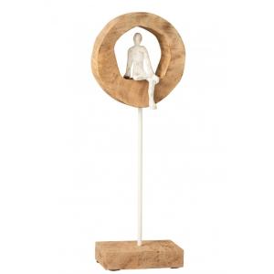 Figura pensativa anillo alto madera mango natural alt. 48 cm