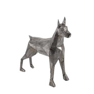 Figura perro hierro plateado