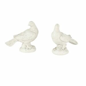 Figuras de palomas de cemento crudo y gris (x2) Alt. 21