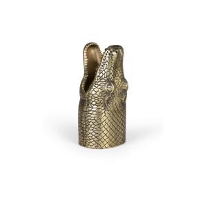 Florero de aluminio reciclado dorado h35